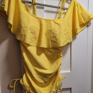 Yellow one piece bathing suit